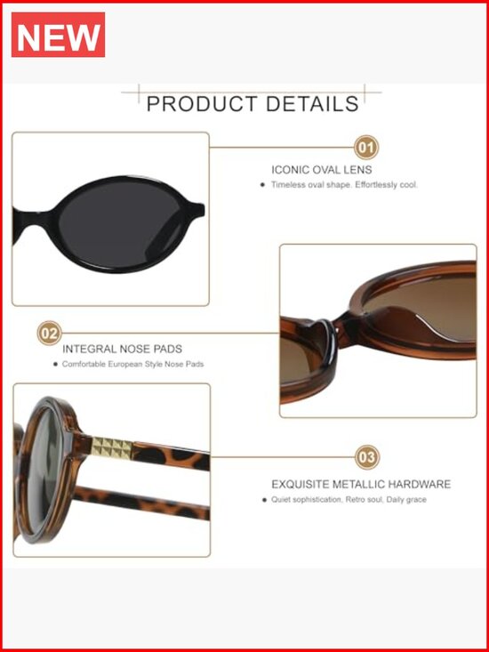 Retro Oval Sunglasses Womens Y2K Vintage 90s Chic Design Sun Glasses main image 4